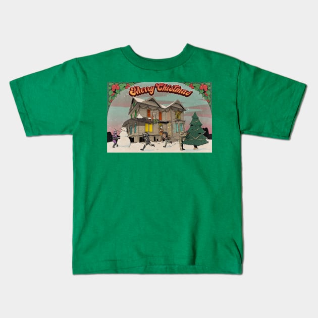 Beetle Bros Christmas Card Kids T-Shirt by GodPunk